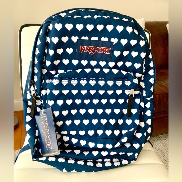 Jansport Bags Jansport Superbreak Navy Hearts Backpack Poshmark